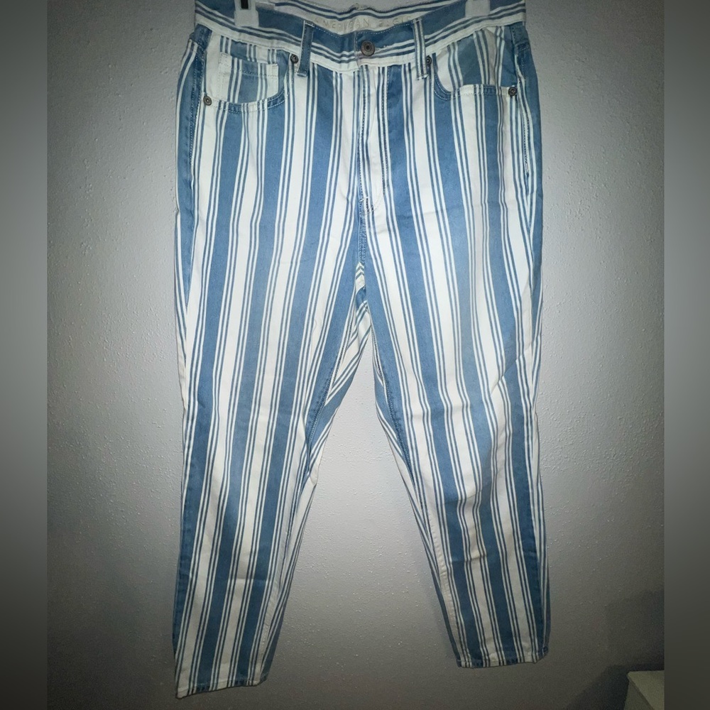 AE pinstripe mom jeans